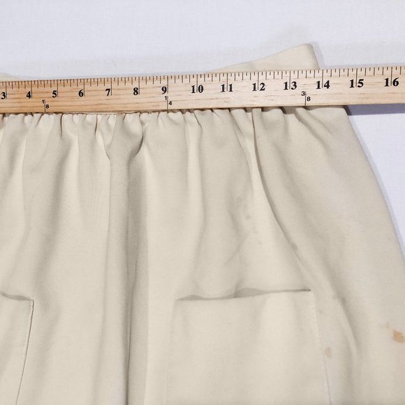 Vtg 70s Kay Windsor 28W Pale Yellow High Waist Pockets Pleated A line Midi Skirt - Picture 4 of 6